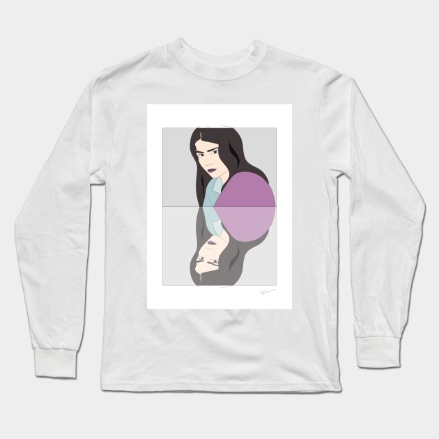 Pajamas Blues Miroir #woman #girl #beauty #fineart #popart #home #decor #fashion #buyart #artprint #minimal #drawing Long Sleeve T-Shirt by Kirovair